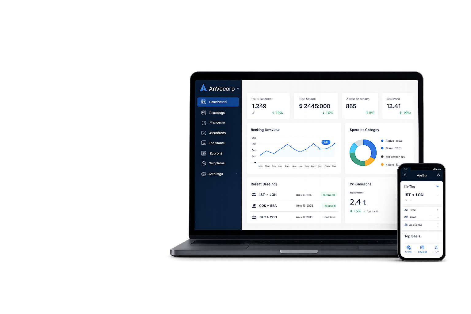 AirviaCorp dashboard on laptop tablet and mobile